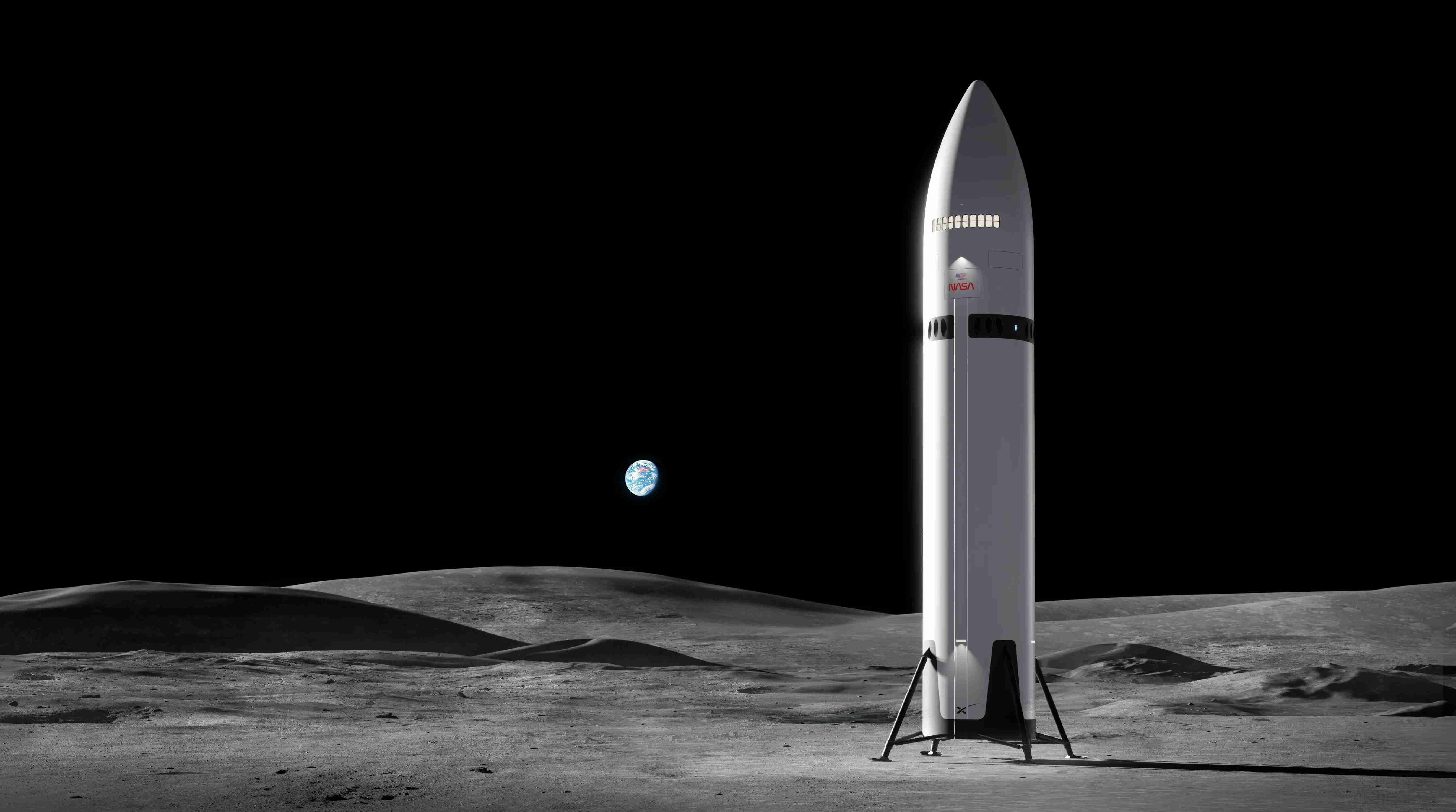 SpaceX Starship Human Landing System concept art NASA Artemis moon lander