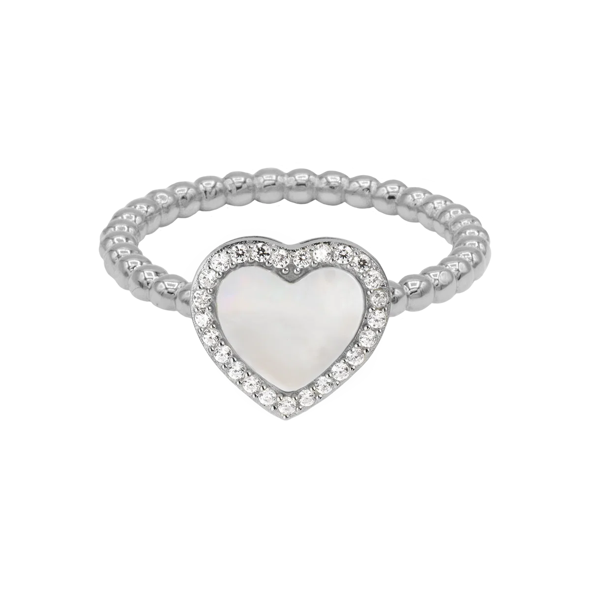 Jacques Lemans Ring "Heart" Sterling Silver with mother-of-pearl und Cubic