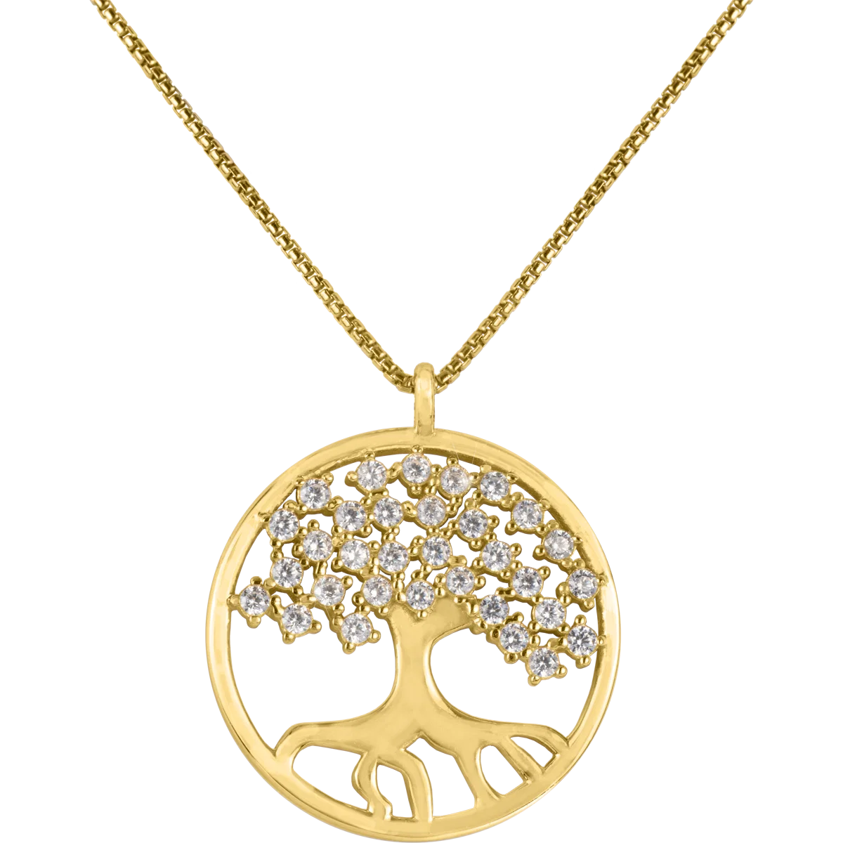 Jacques Lemans Necklace "Lebensbaum" Sterling Silver Gold Plated with Cubic