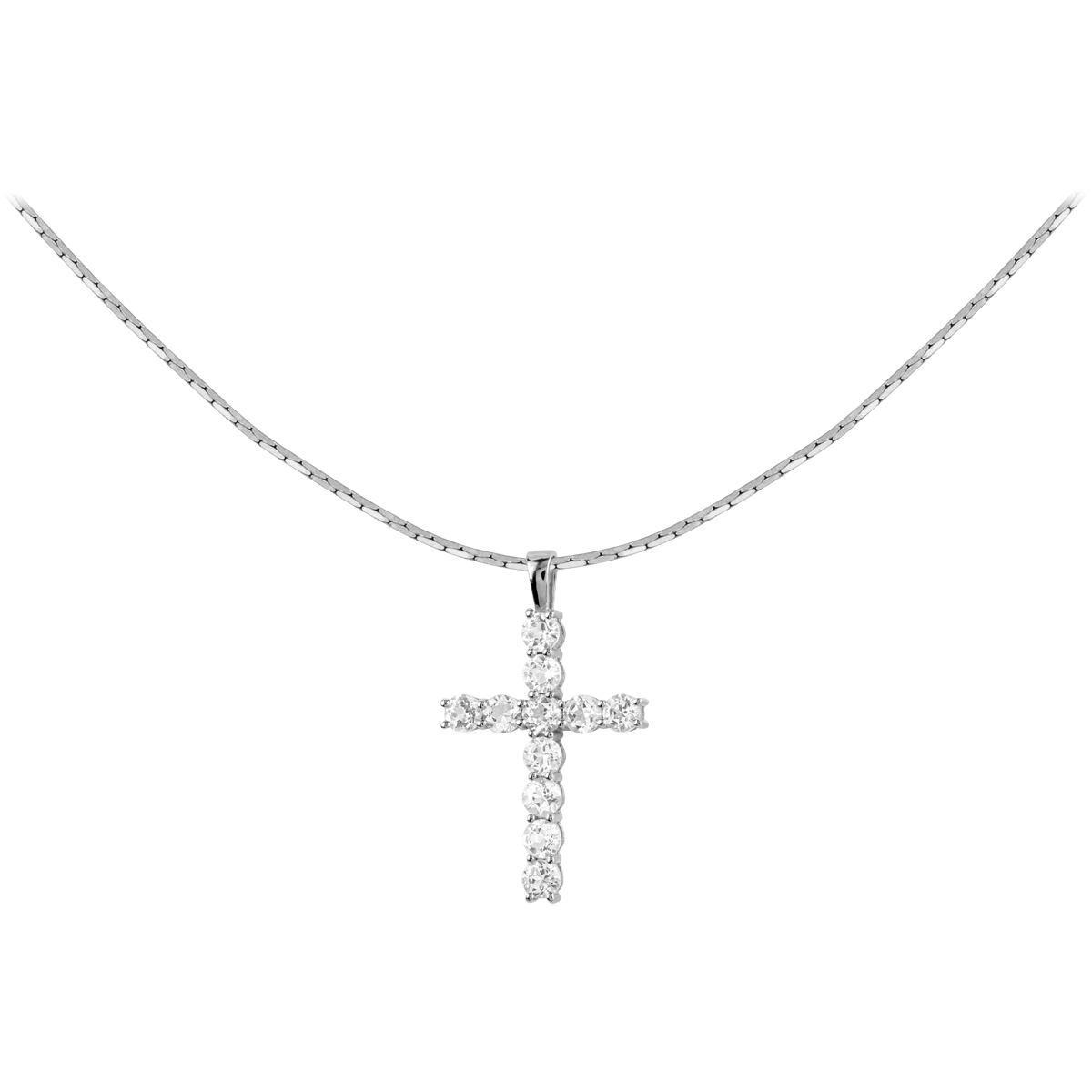Jacques Lemans Necklace Sterling Silver with Cubic Zirconia
