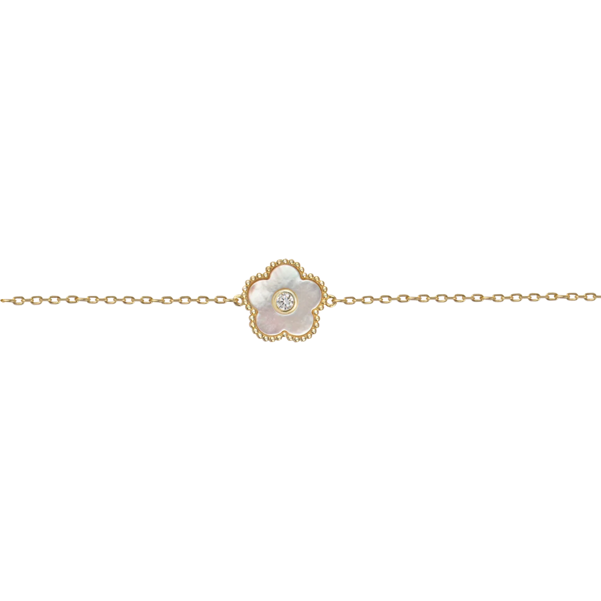 Jacques Lemans Bracelet "Flower" Sterling Silver Gold Plated with mother-of