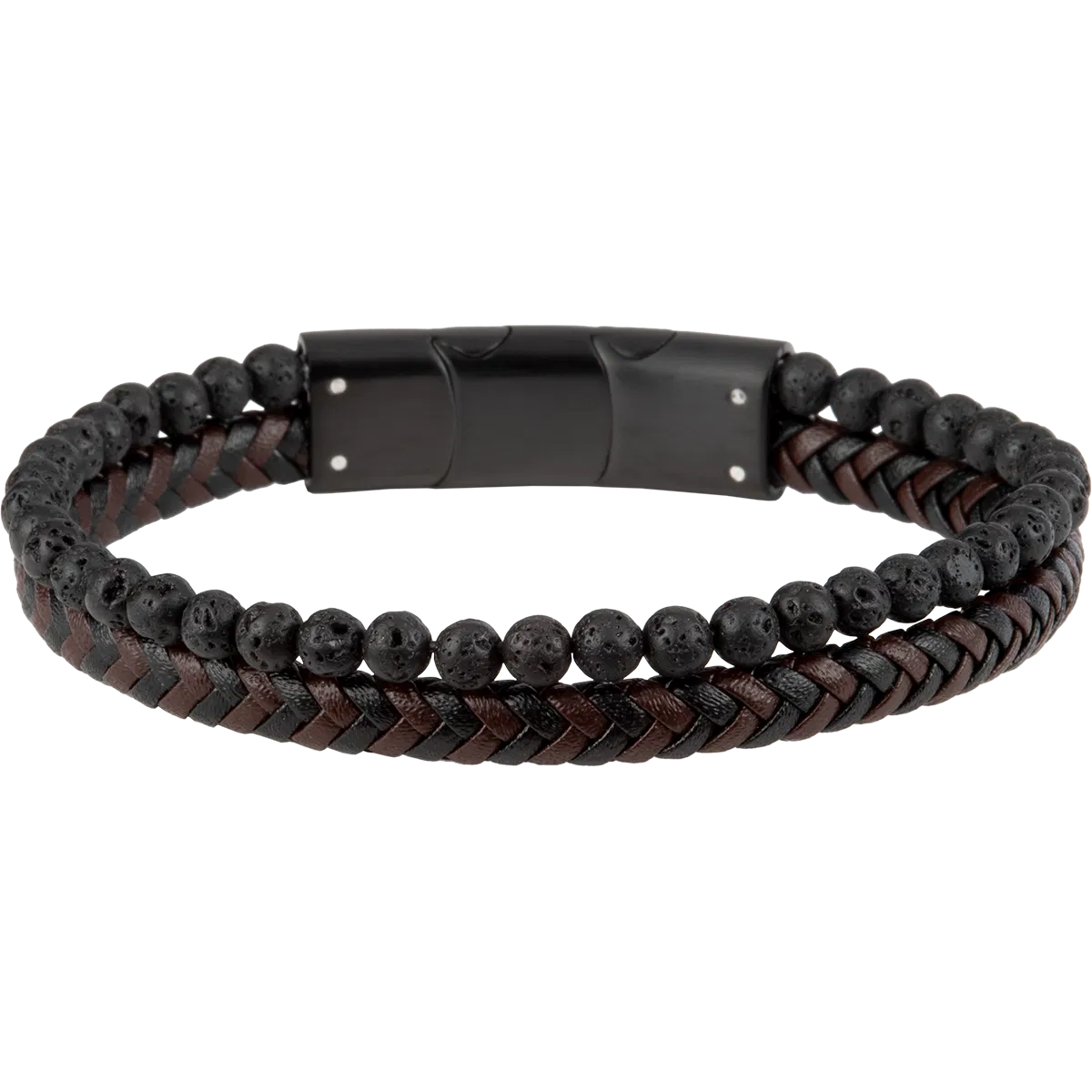 Jacques Lemans Leather Bracelet with Lava Pearls