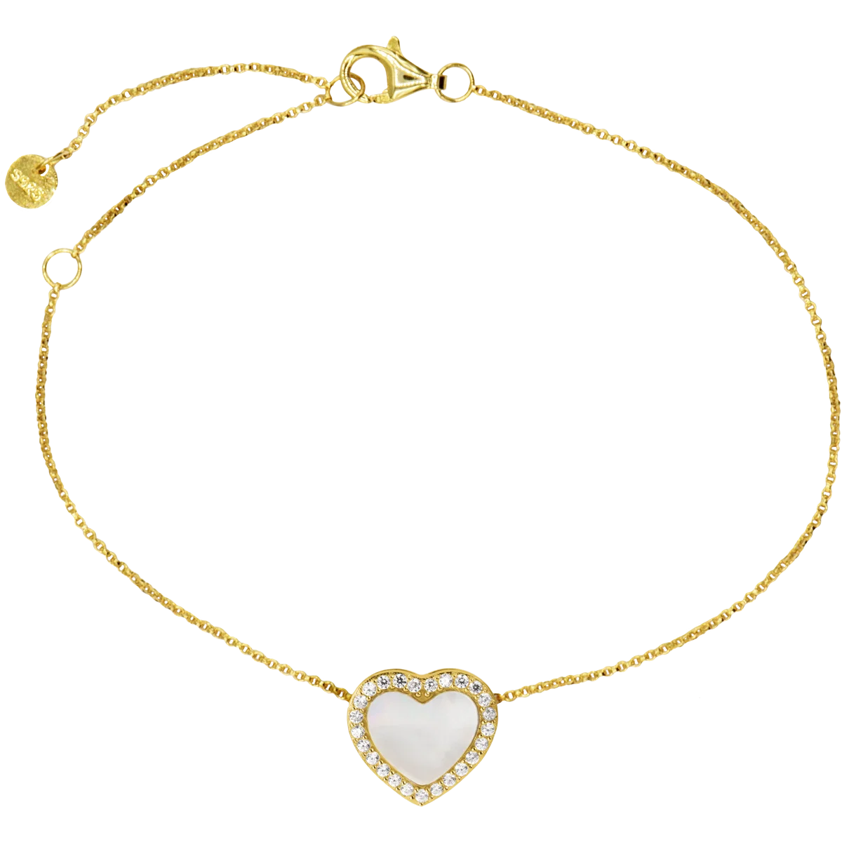 Jacques Lemans Bracelet "Heart" Sterling Silver Gold Plated with mother-of-