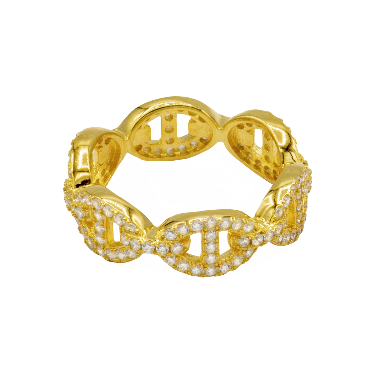Jacques Lemans Ring Sterling Silver Gold Plated with Cubic Zirconia