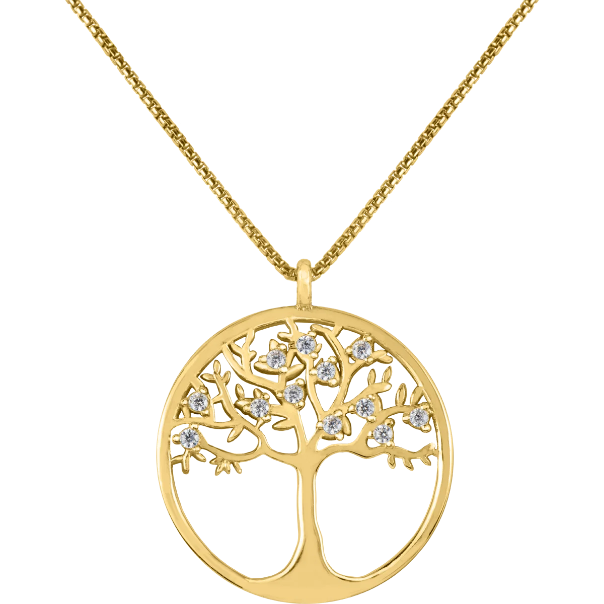 Jacques Lemans Necklace "Lebensbaum" Sterling Silver Gold Plated with Cubic