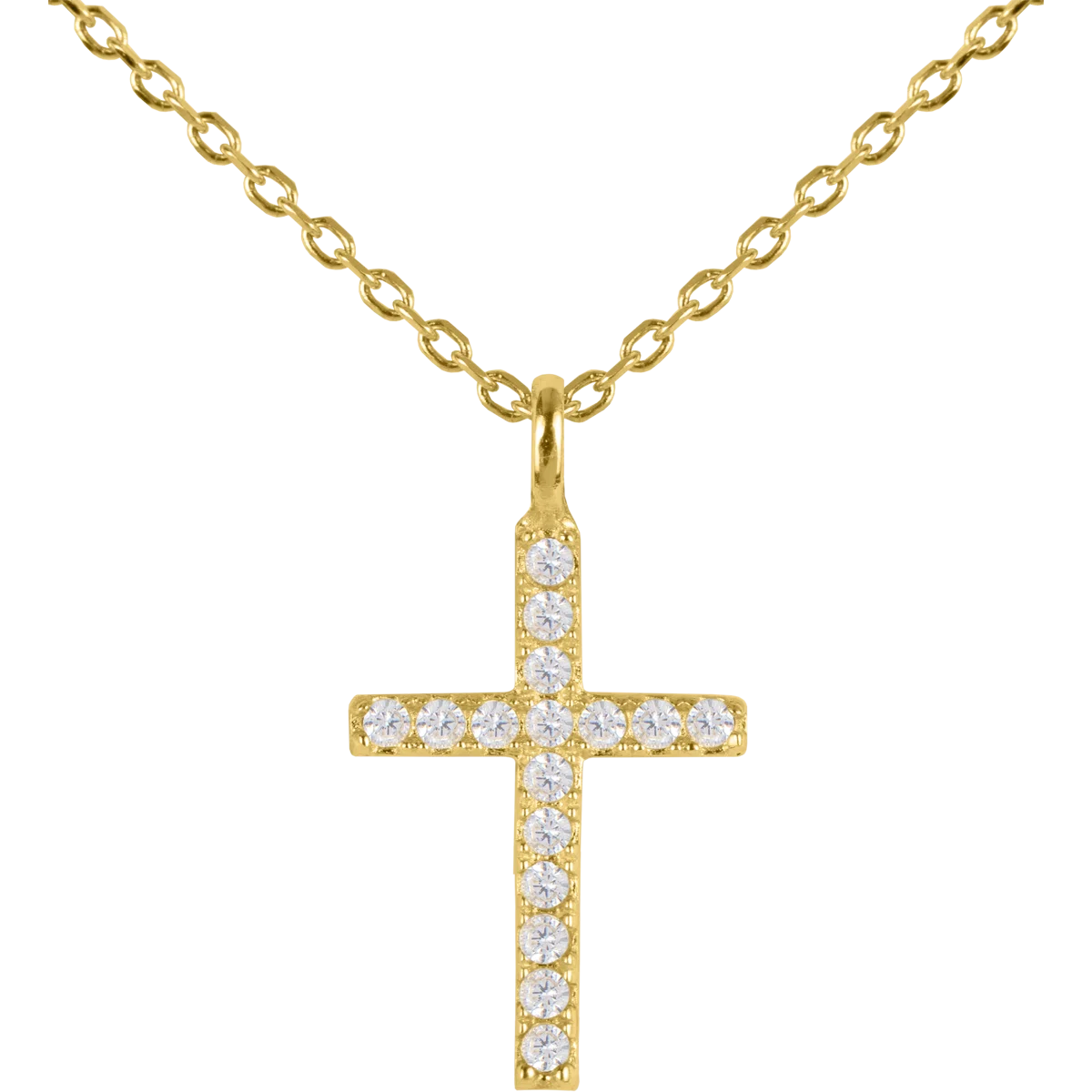 Jacques Lemans Necklace "Kreuz" Sterling Silver Gold Plated with Cubic Zirc