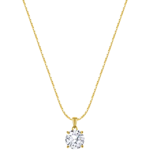Jacques Lemans Necklace Sterling Silver Gold Plated with Cubic Zirconia
