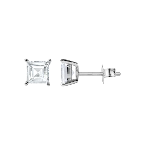 Jacques Lemans Solitaire Stud Earings Sterling Silver with Cubic Zirconia