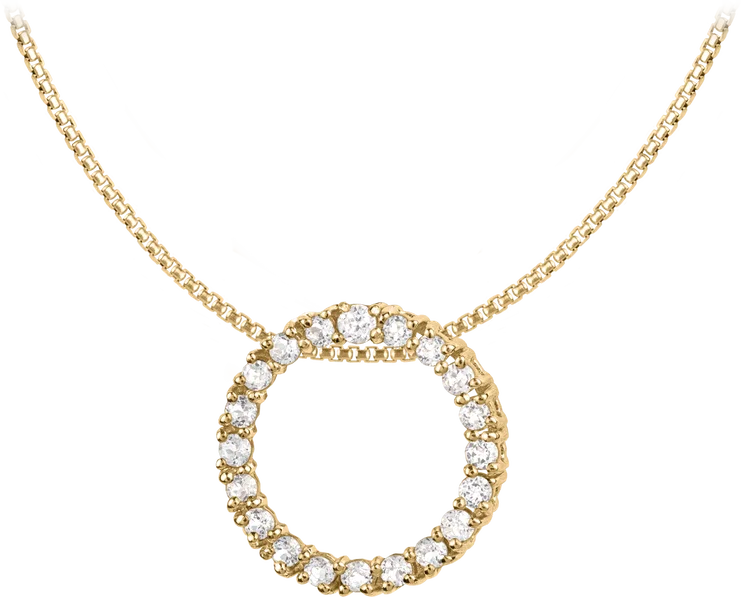 Jacques Lemans Necklace Sterling Silver Gold Plated with Cubic Zirconia