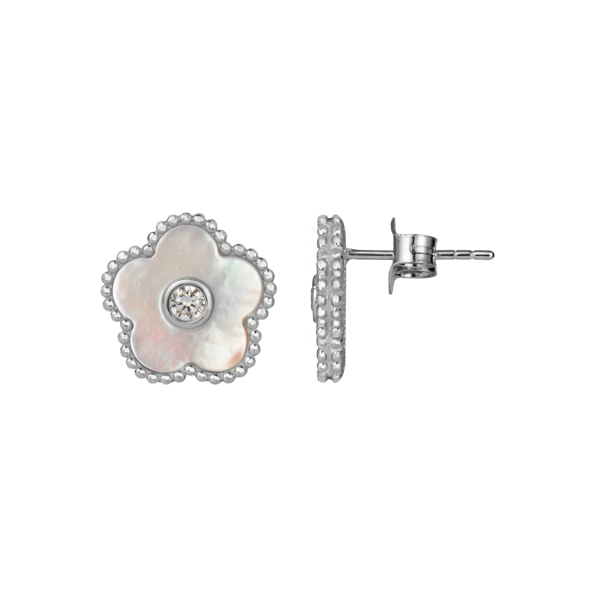 Jacques Lemans Stud Earings "Flower" Sterling Silver with mother-of-pearl/C