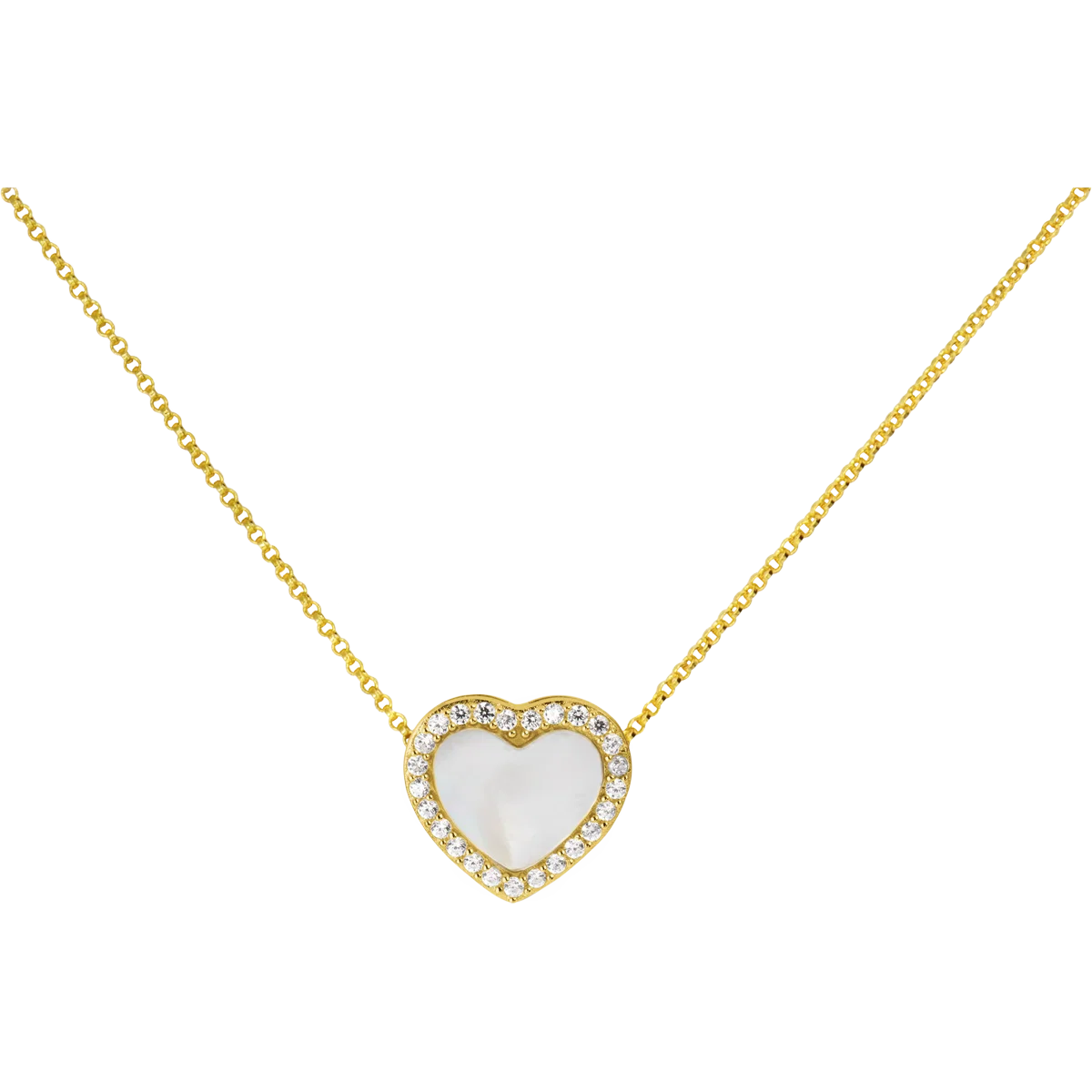 Jacques Lemans Necklace "Heart" Sterling Silver Gold Plated with mother-of-