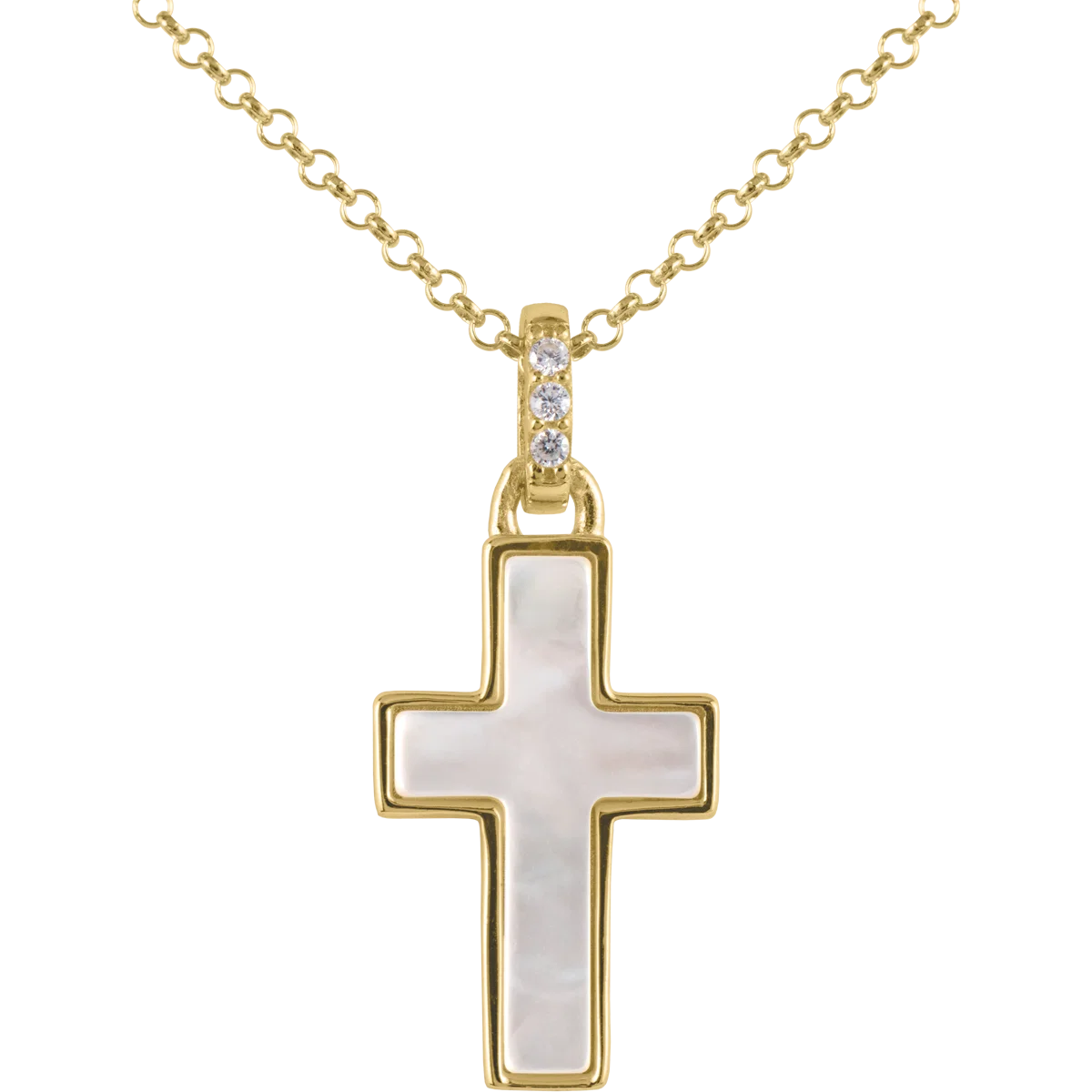 Jacques Lemans Necklace "Kreuz" Sterling Silver Gold Plated with mother-of-