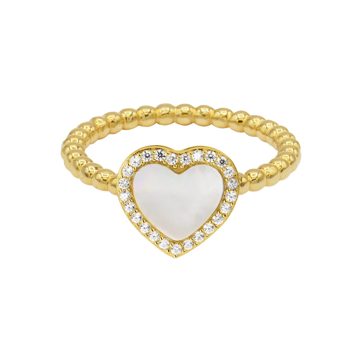 Jacques Lemans Ring "Heart" Sterling Silver Gold Plated with mother-of-pear
