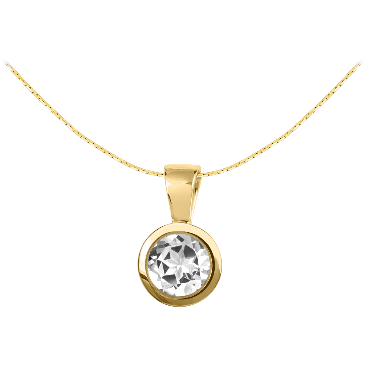 Jacques Lemans Necklace Sterling Silver Gold Plated with Cubic Zirconia