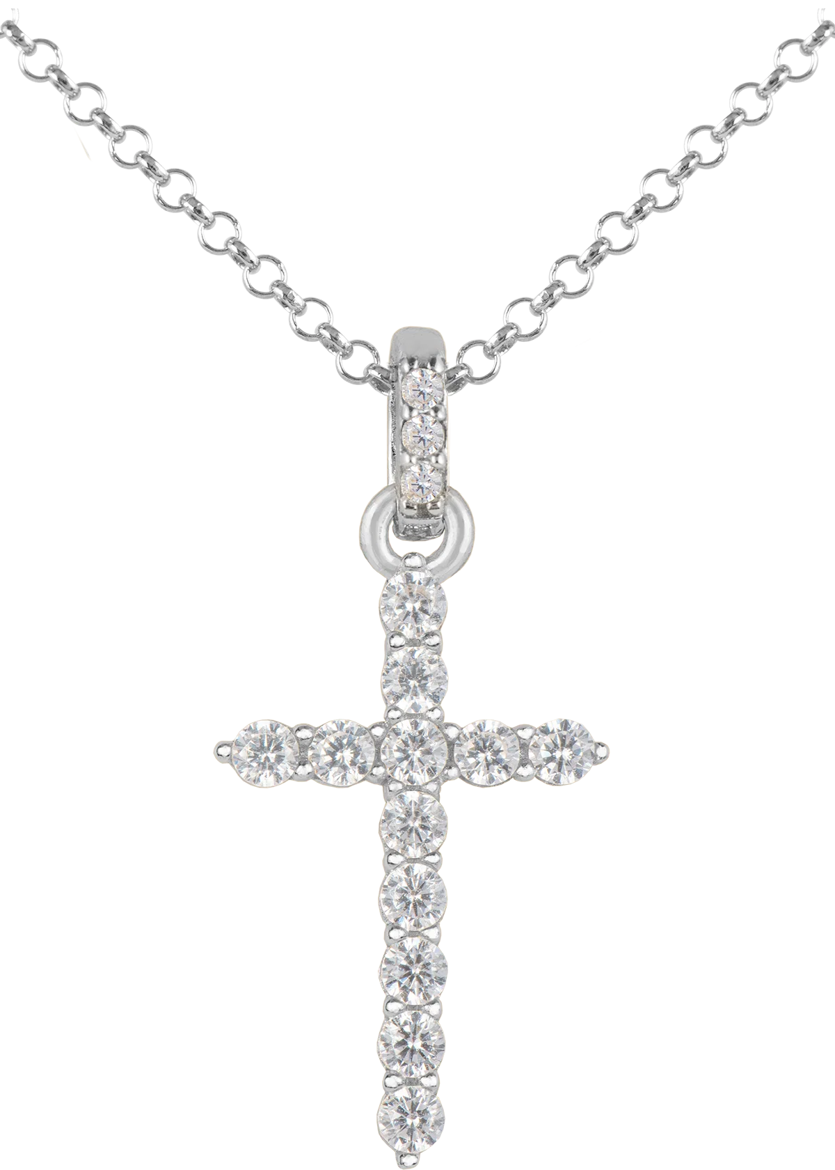 Jacques Lemans Necklace "Kreuz" Sterling Silver with Cubic Zirconia