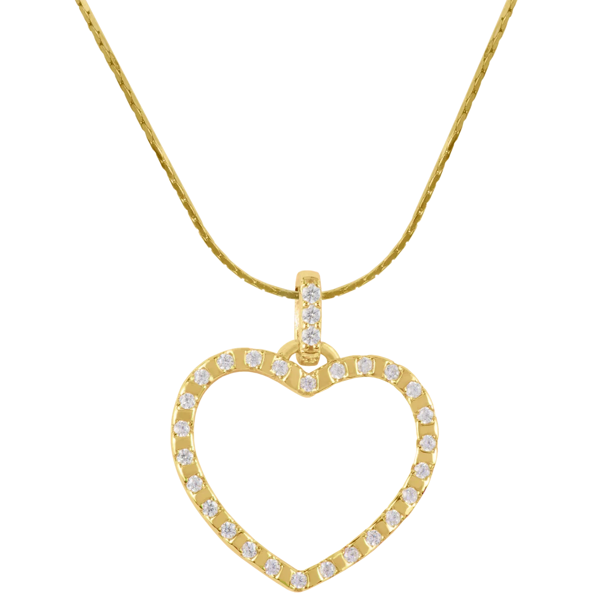 Jacques Lemans Necklace "Heart" Sterling Silver Gold Plated with Cubic Zirc