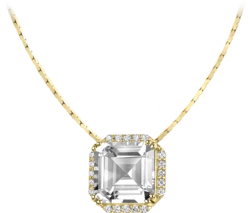 Jacques Lemans Necklace Sterling Silver Gold Plated with Cubic Zirconia