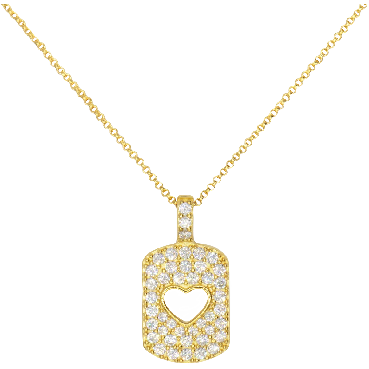 Jacques Lemans Necklace "Heart" Sterling Silver Gold Plated with Cubic Zirc