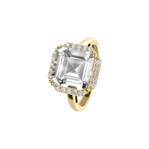 Jacques Lemans Ring Sterling Silver Gold Plated with Cubic Zirconia
