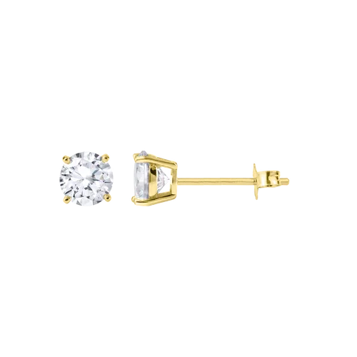 Jacques Lemans Solitaire Stud Earings Sterling Silver Gold Plated with Cub
