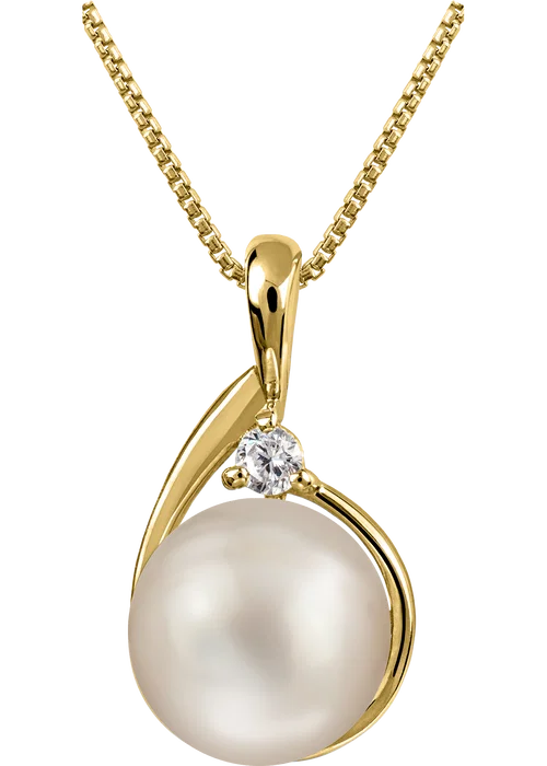 Jacques Lemans Necklace Sterling Silver Gold Plated with Pearl