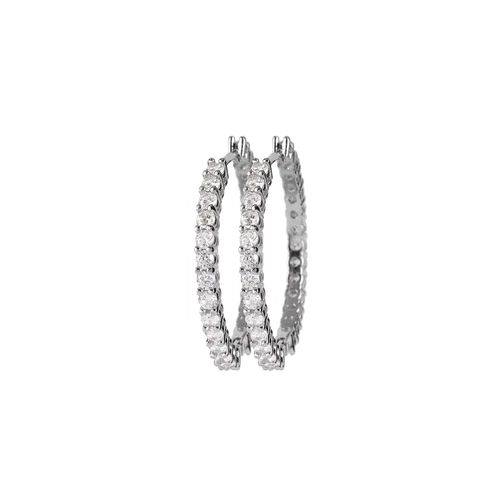 Jacques Lemans Hood Earrings Sterling Silver with Cubic Zirconia
