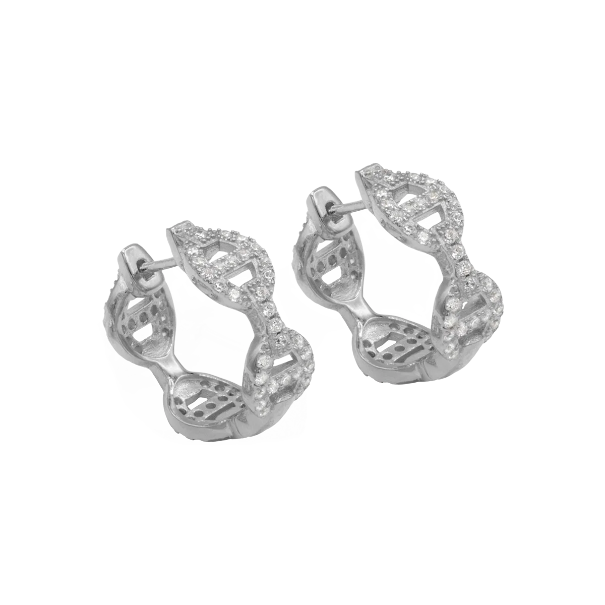 Jacques Lemans Hood Earrings Sterling Silver with Cubic Zirconia