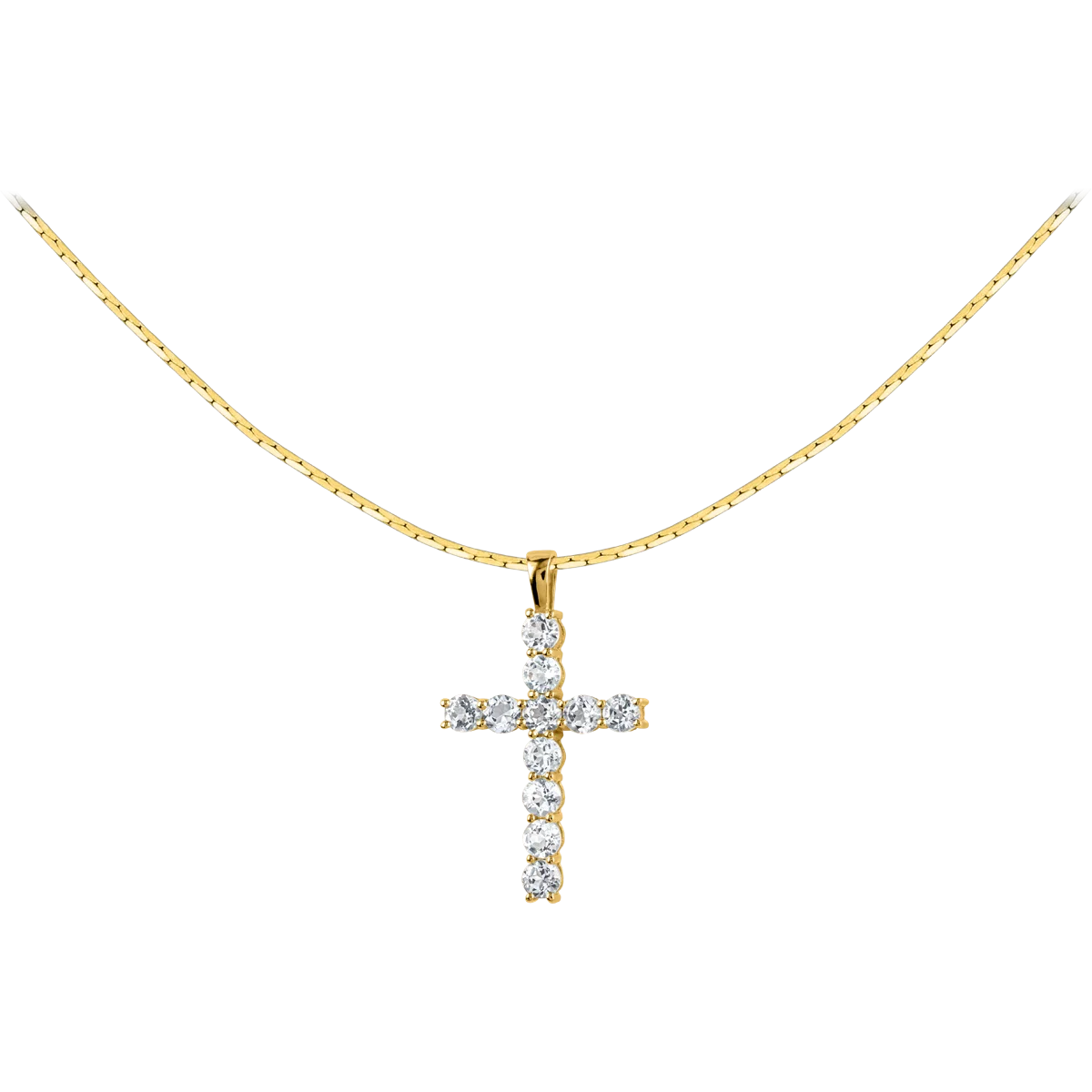 Jacques Lemans Necklace Sterling Silver Gold Plated with Cubic Zirconia