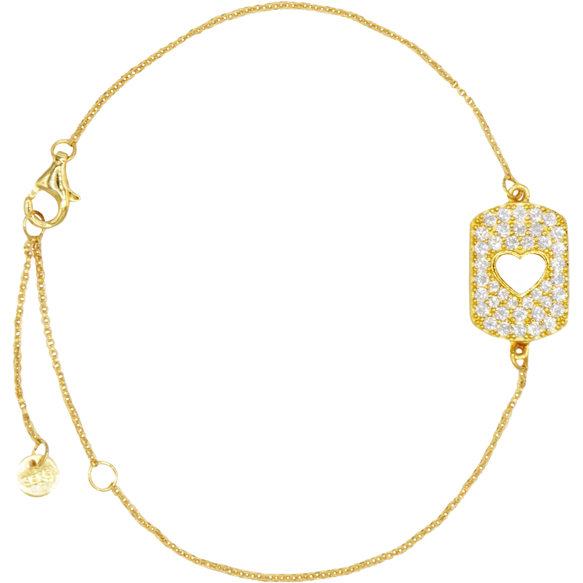 Jacques Lemans Bracelet "Heart" Sterling Silver Gold Plated with Cubic Zirc