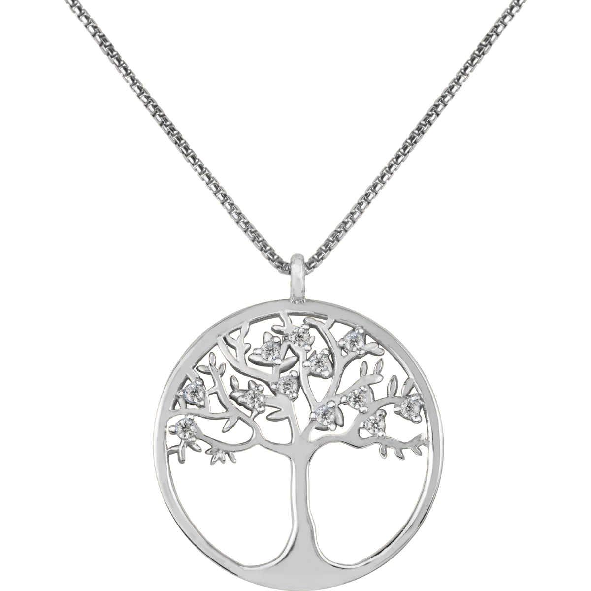 Jacques Lemans Necklace "Lebensbaum" Sterling Silver with Cubic Zirconia