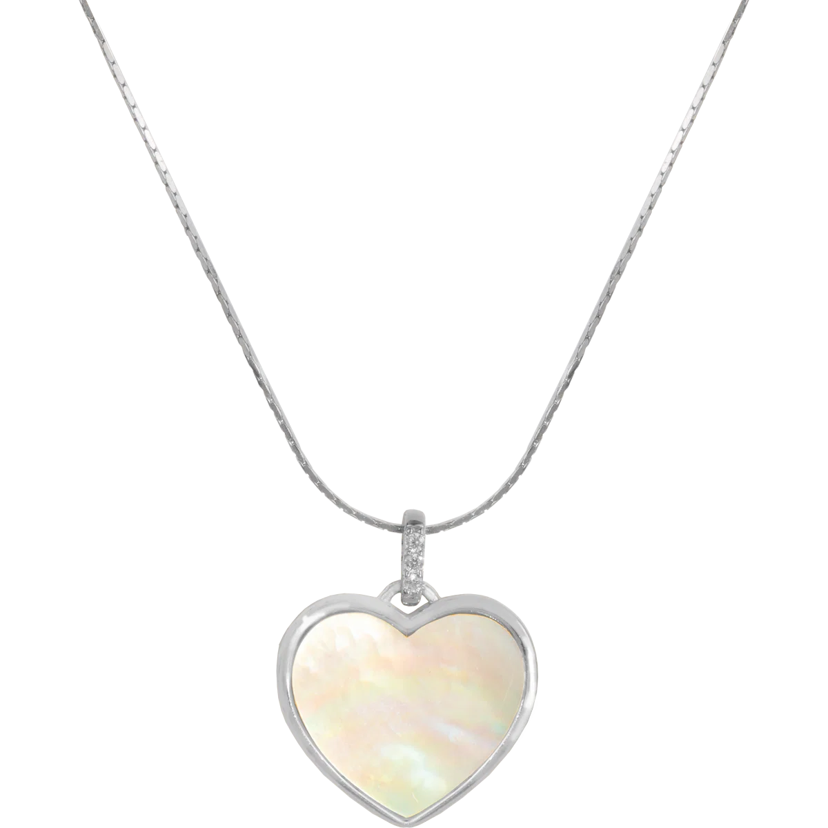 Jacques Lemans Necklace "Heart" Sterling Silver with mother-of-pearl/Cubic
