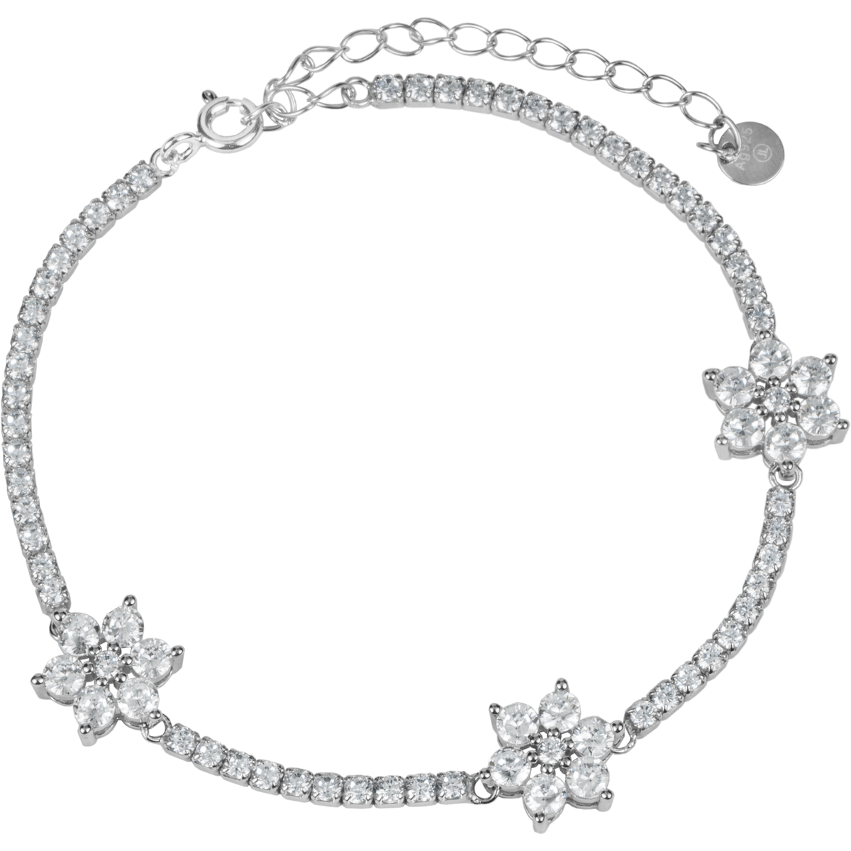 Bracelet "Flowers" Sterling silver with Zirconia