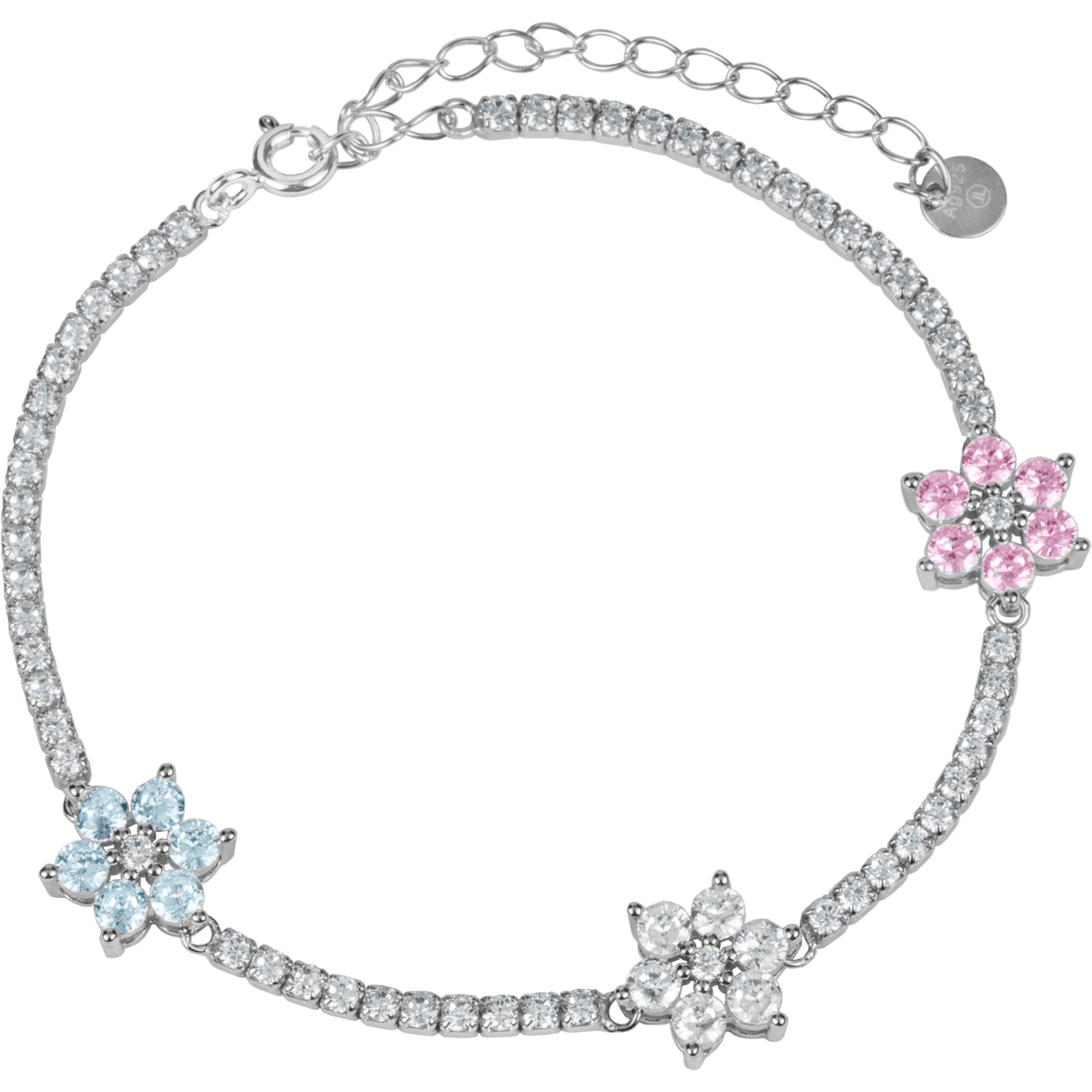 Bracelet "Flowers" Sterling silver with Zirconia