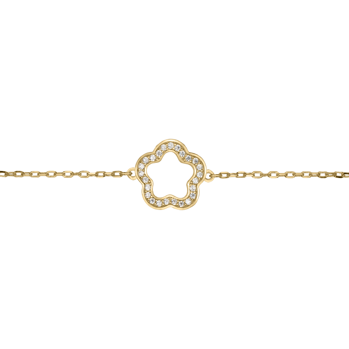 Bracelet "Flower" Sterling silver gold plated with Zirconia