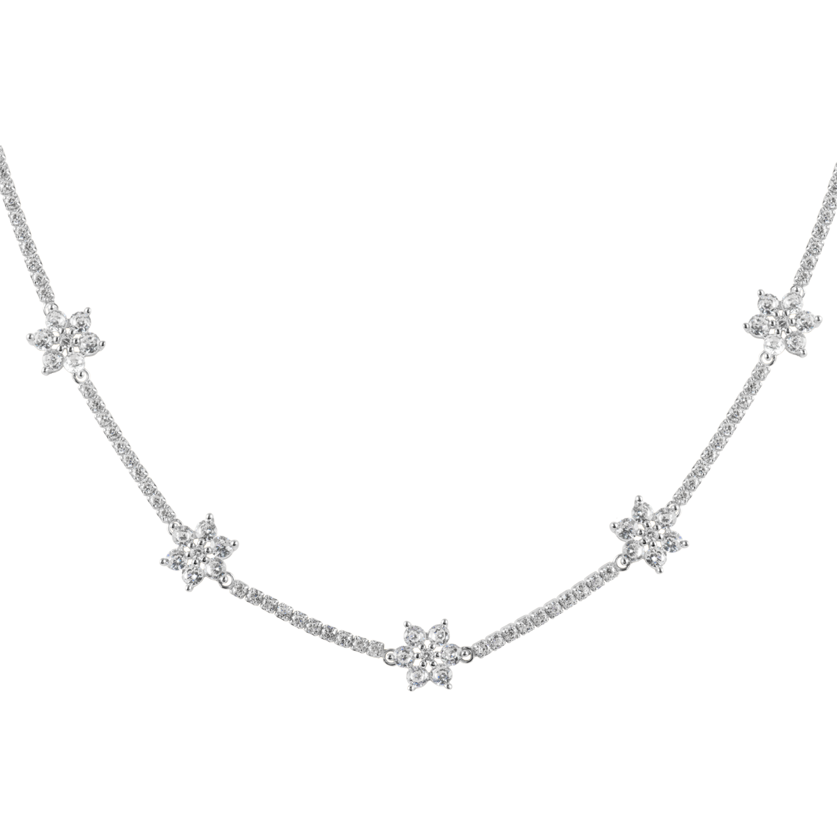 Necklace "Flowers" Sterling silver with Zirconia
