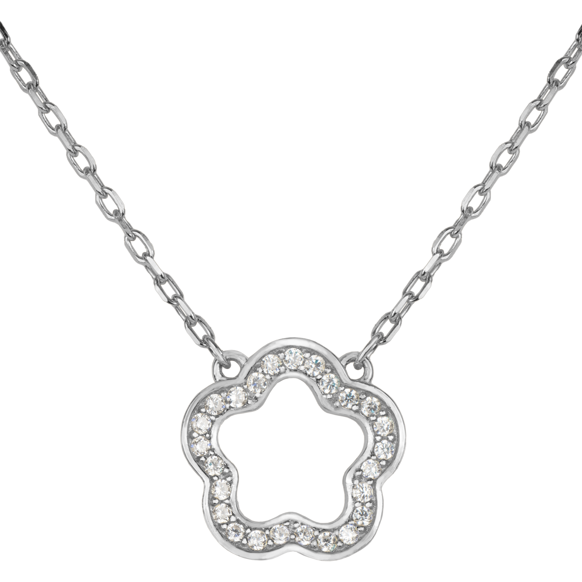Necklace "Flower" Sterling silver with Zirconia