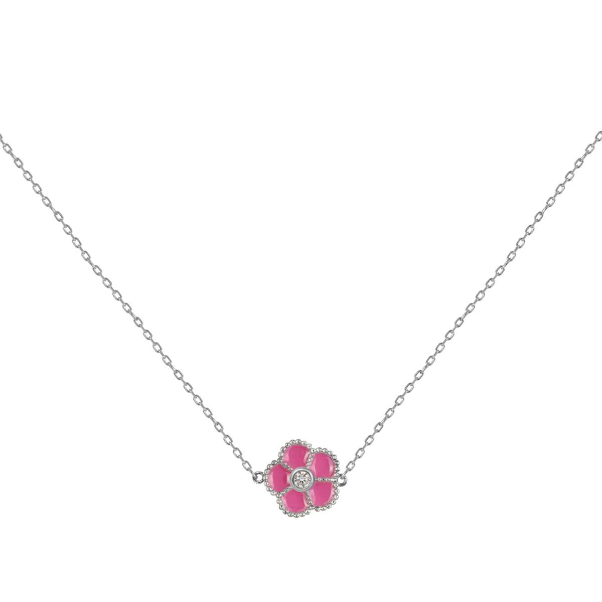 Necklace "Flower" Sterling silver mit Enamel/Zirconia