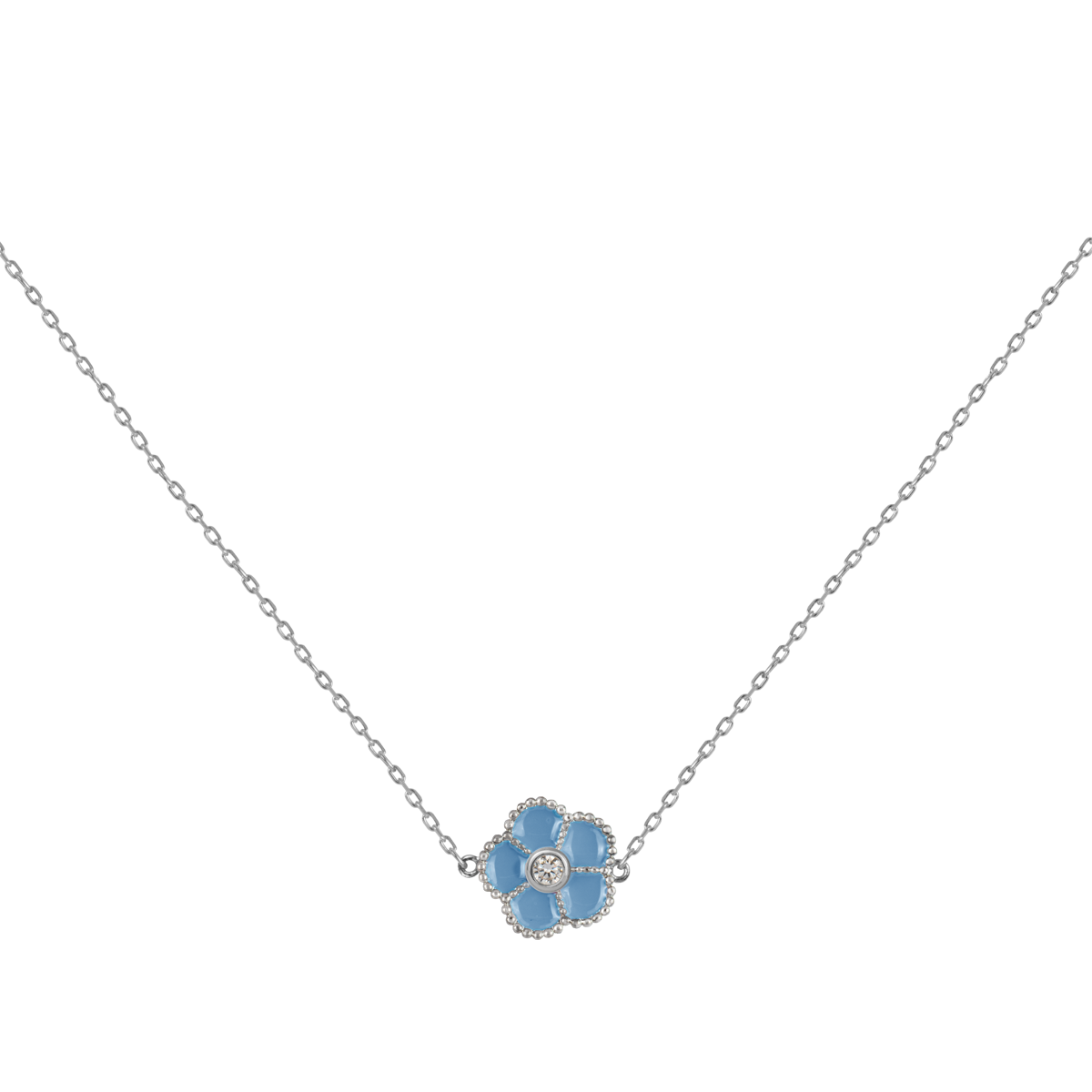 Necklace "Flower" Sterling silver mit Enamel/Zirconia