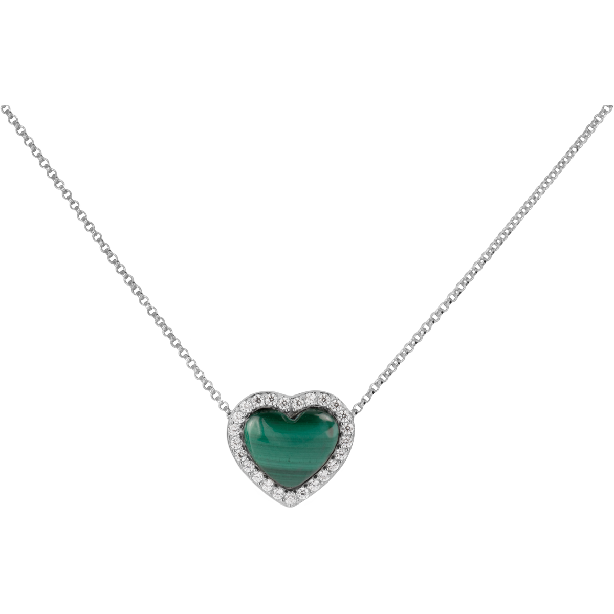 Necklace "Hearth" Sterling silver mit Malachit und Zirconia