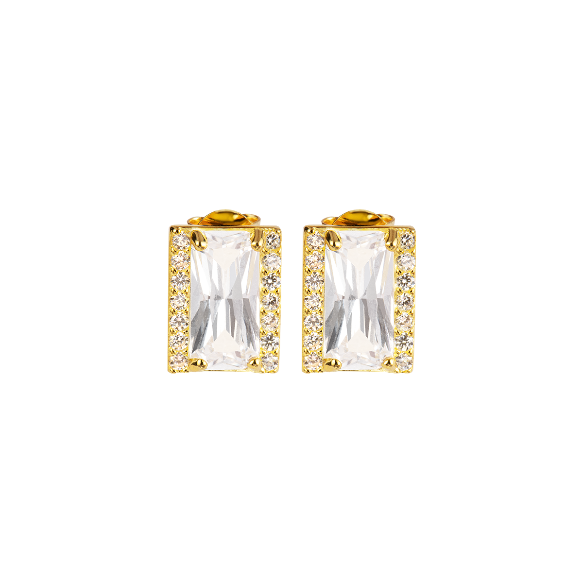 Ear stud Sterling silver gold plated with Zirconia