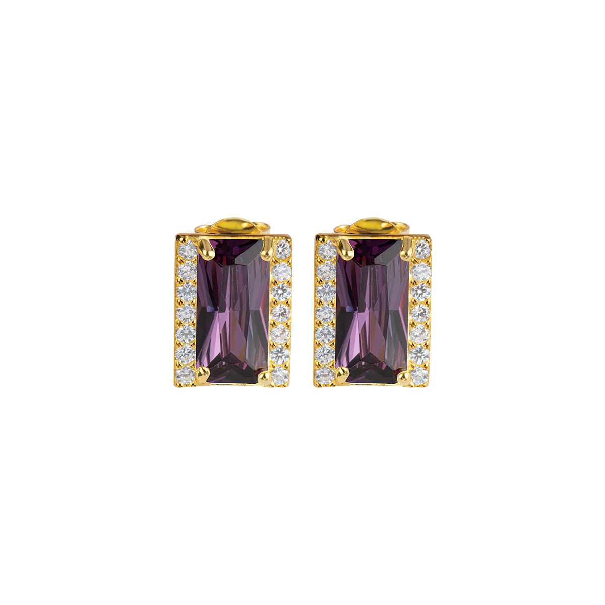 Ear stud Sterlingsilver goldplated with Zirconia
