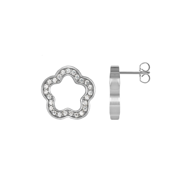 Ear stud "Flower" Sterlingsilver with Zirconia