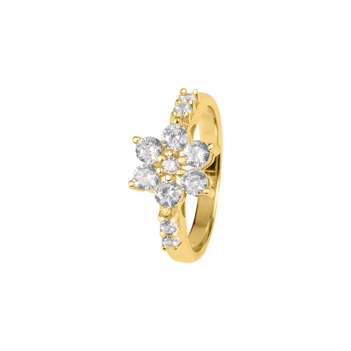 Ring "Flower" Sterling silver gold plated with Zirconia
