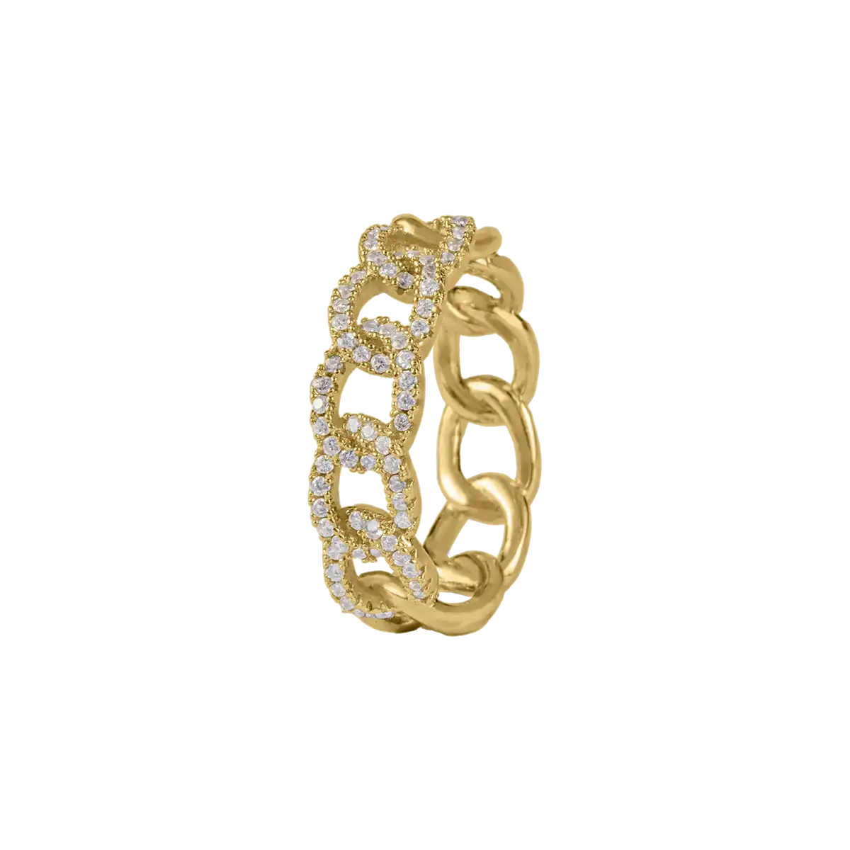 Panzer Ring Sterling silver gold plated with Zirconia
