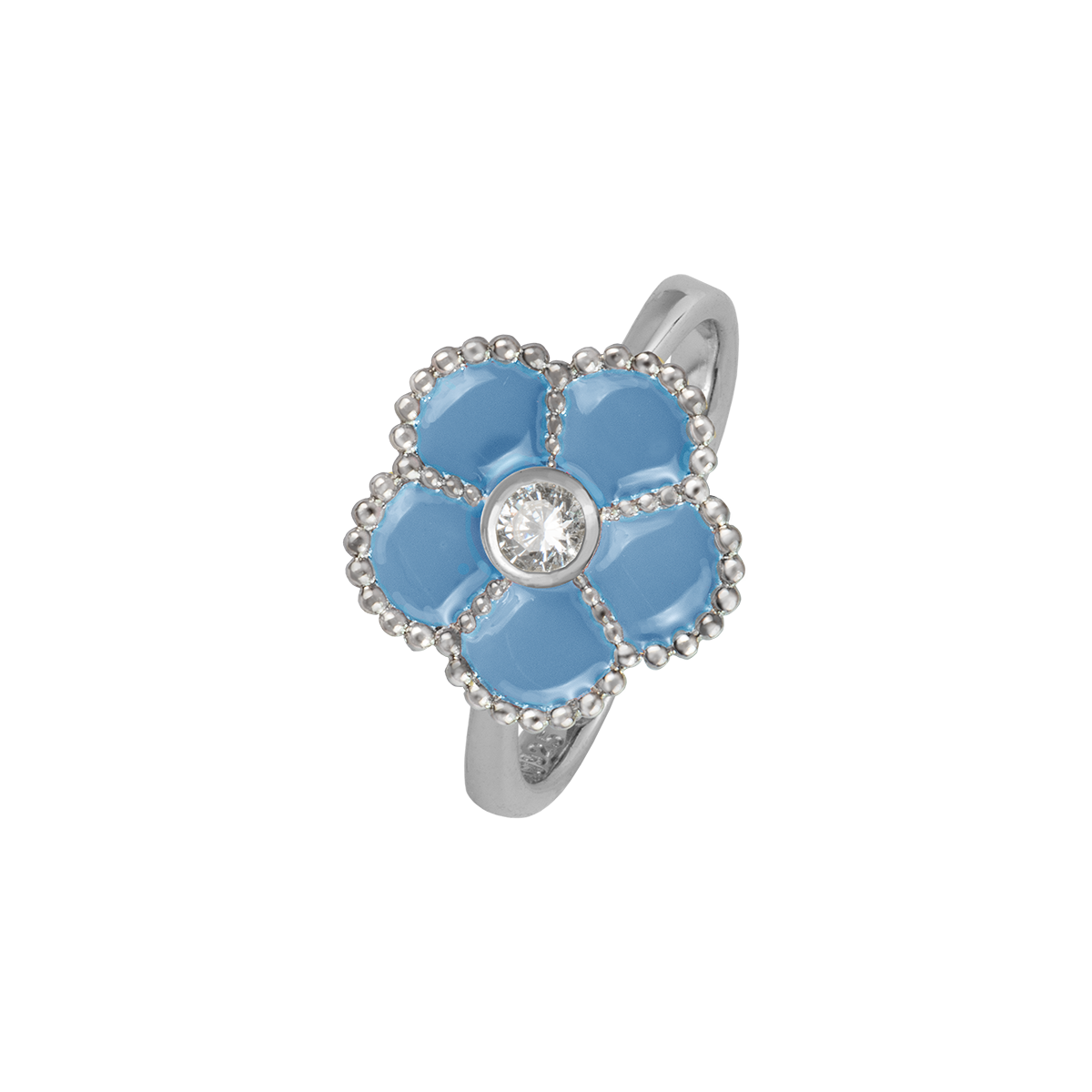 Ring "Flower" Sterling silver mit Enamel/Zirconia