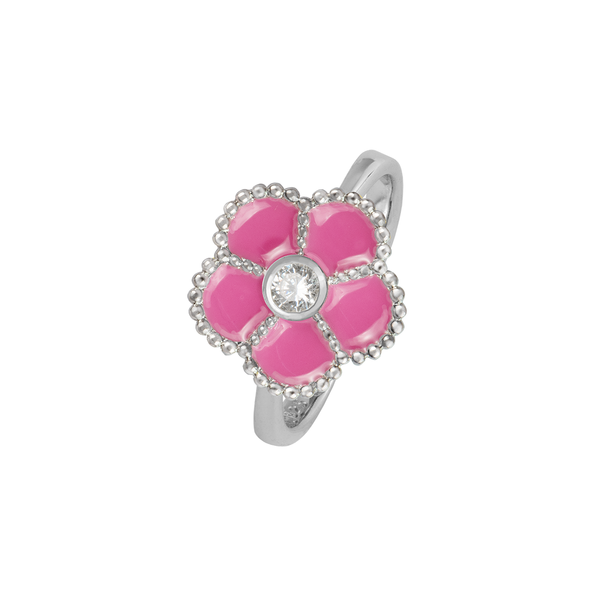 Ring "Flower" Sterling silver mit Enamel/Zirconia