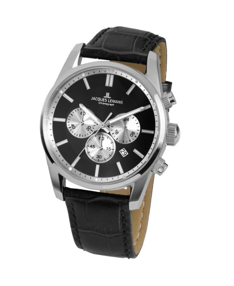 Men Classic Quartz Analog Watch Chronograph JACQUES LEMANS 42-6.1A Black Dial 42mm