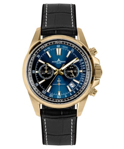 Jacques Lemans 1-2117ZH Men's Watch Chronograph Liverpool Black/Blue