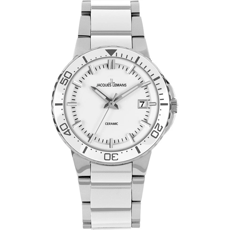 Jacques Lemans Men's Watch Quartz Stainless Steel High Tech Ceramic up to 10 Bar 1-2164B