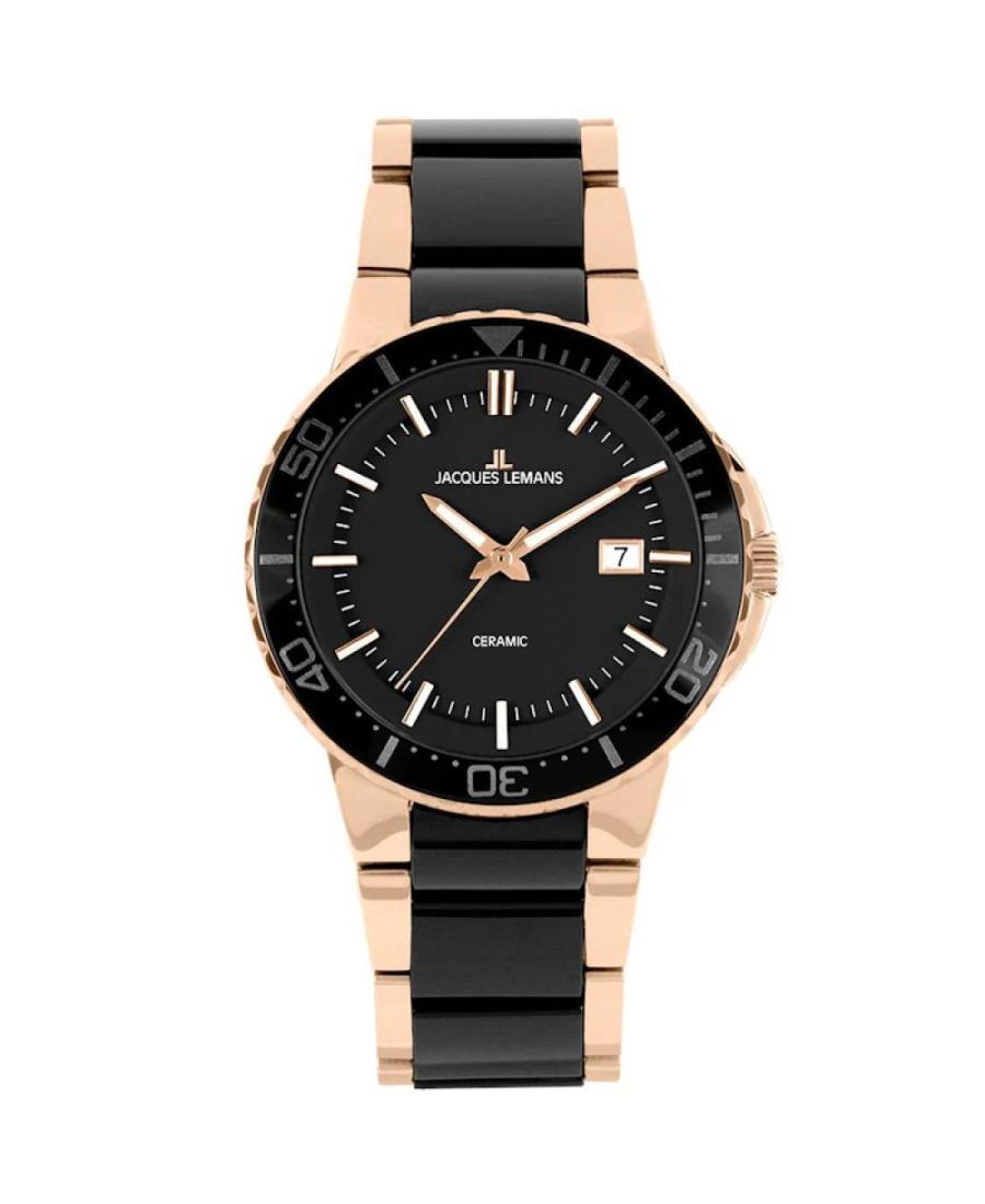 Men Classic Quartz Analog Watch JACQUES LEMANS 1-2164C Black Dial 43mm